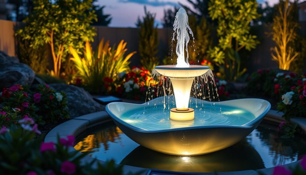 solar brunnen mit led-beleuchtung