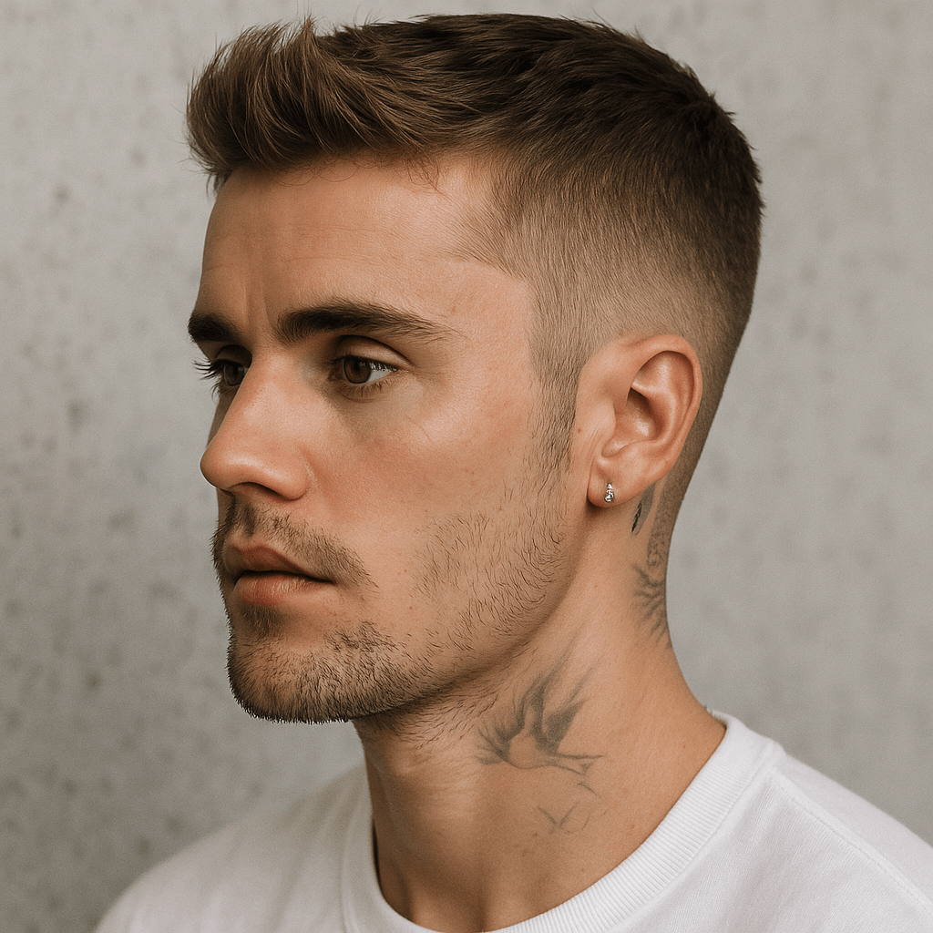 Low Taper Fade mittelkurzes Haar mit auf 2mm Schnitt